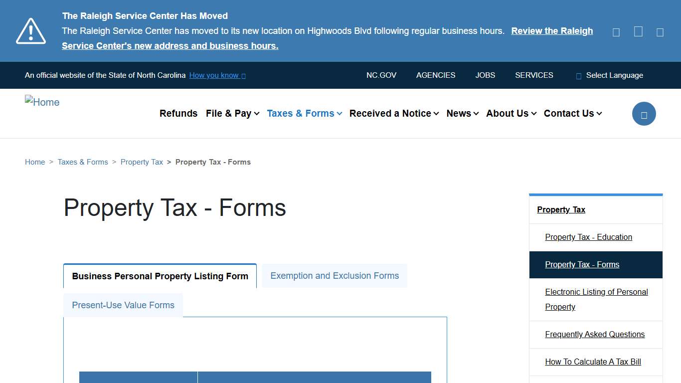 Property Tax - Forms | NCDOR