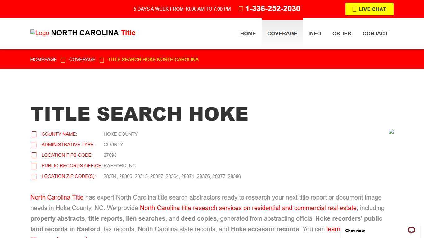 Title Search Hoke, NC - Property Records Research & Reports