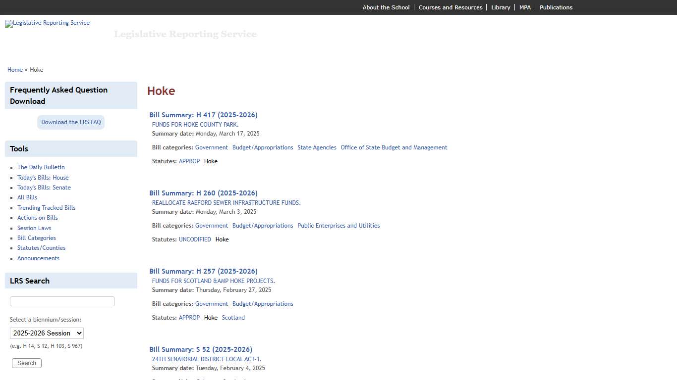 Hoke | Legislative Reporting Service