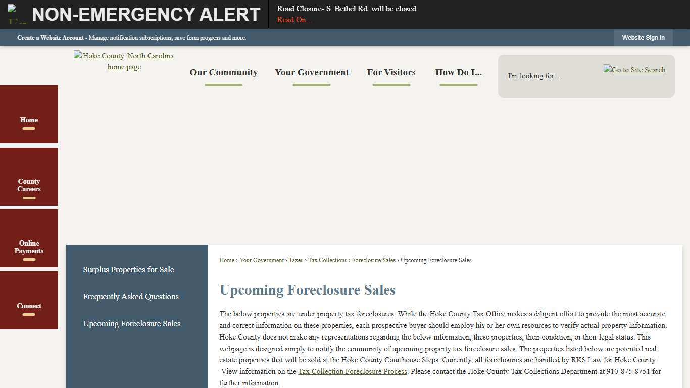Upcoming Foreclosure Sales | Hoke County, NC - Official Website